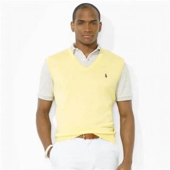 トップス Polo Ralph lauren marine vest yellow NWT Polo Ralph Lauren Reversible Navy blue & Yellow Full Zip